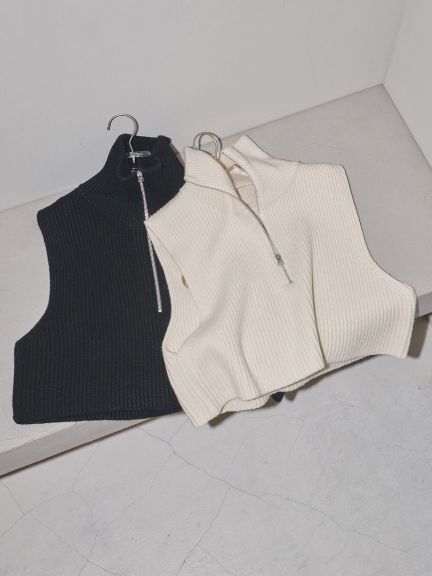 todayful    halfzip knit vest （white）