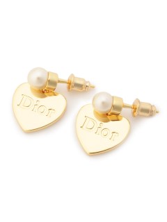USAGI Vintage/Christian Dior/fake pearl logo pierces/ピアス