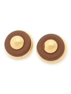 USAGI Vintage/HERMES/leather combi round earrings/イヤリング
