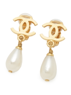 USAGI Vintage/CHANEL/coco fake pearl charm earrings/イヤリング