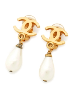 USAGI Vintage/CHANEL/cocomark fake pearl charme earrings/イヤリング