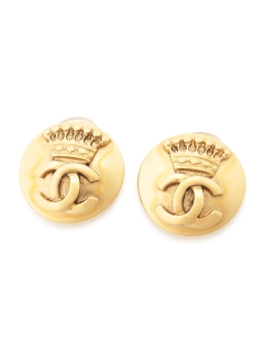 USAGI Vintage/CHANEL/coco mark round earrings/イヤリング