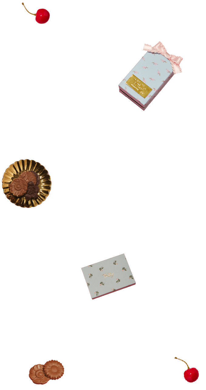 チョコレートとサクランボの背景画像