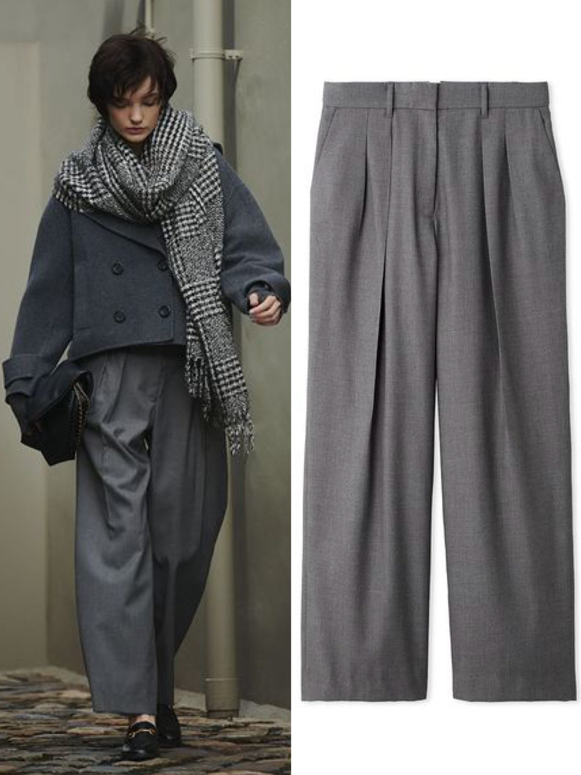 売れてます!おじさんぽくならない「グレーのワイドパンツ」の選び方