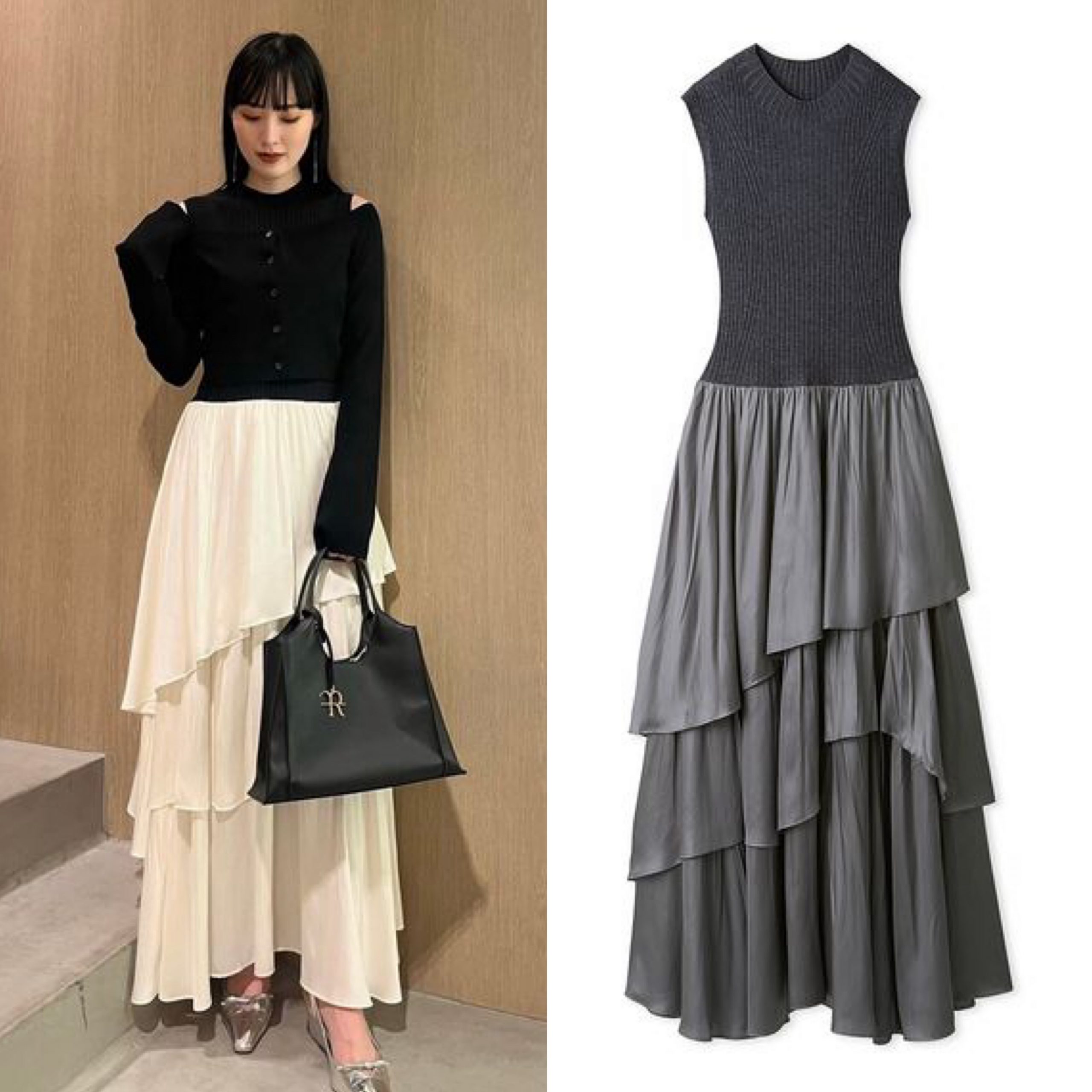 FRAY I.D アシメティアードスカートコンビニットワンピース FRAY I.D