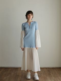 AMAIL/Cotton docking dress/マキシ丈/ロングワンピース